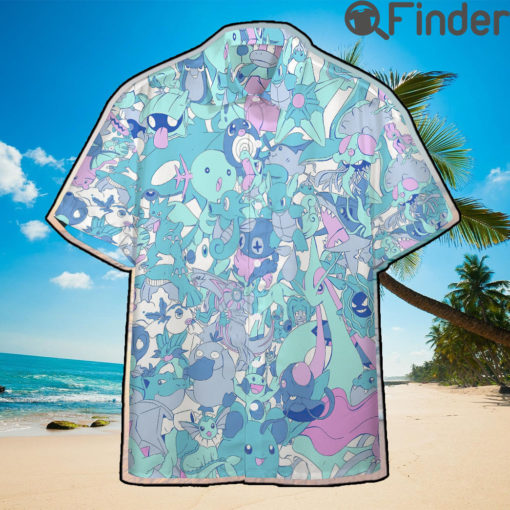 Pokemon Water Type Custom Hawaii Button Shirts