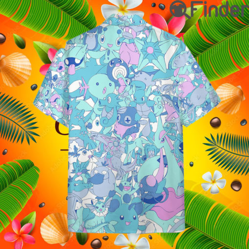 Pokemon Water Type Custom Hawaii Button T Shirt