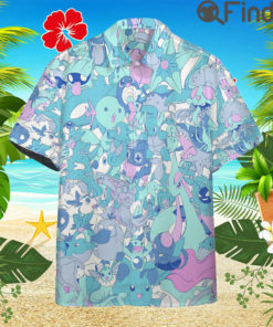 Pokemon Water Type Custom Hawaii Button T Shirts