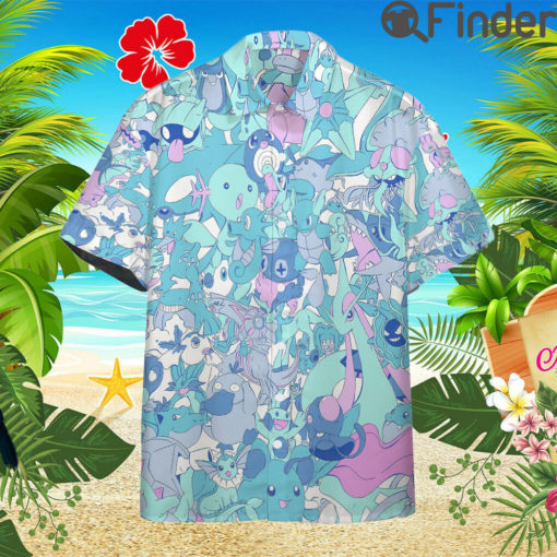 Pokemon Water Type Custom Hawaii Button T Shirts