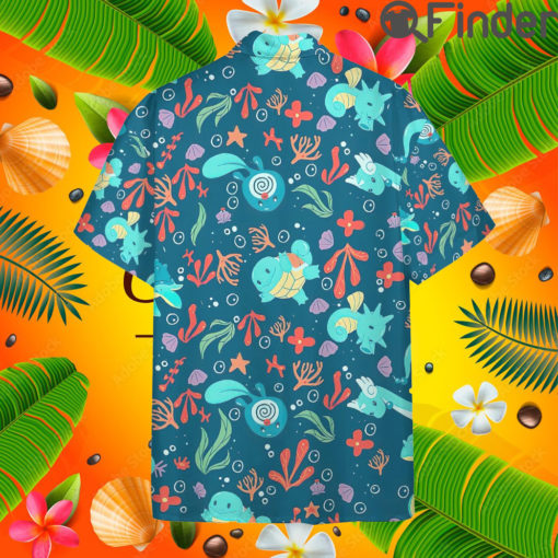 Water Type Pokemon Custom Hawaii Button T Shirt