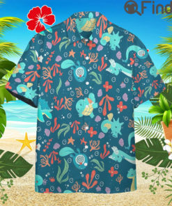 Water Type Pokemon Custom Hawaii Button T Shirts