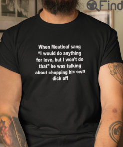 When Meatloaf Sang I Would Do Anything For Love But I Wont Do That Shirt Fit Type