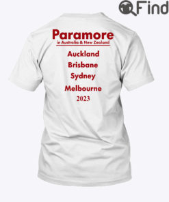 Paramore In Australia And New Zealand Tee Shirt Auckland Brisbane Sydney Melbourne 2023