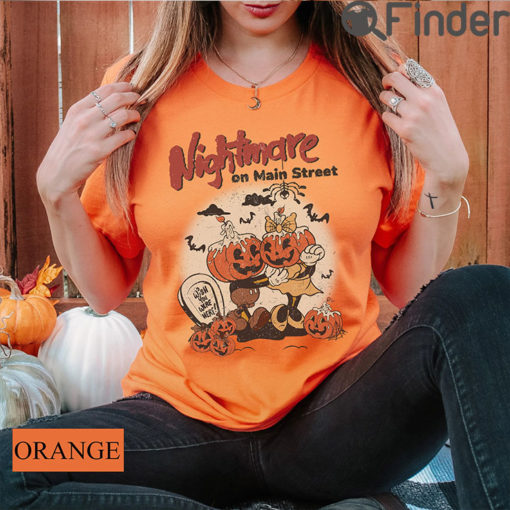 Vintage Disney Halloween Pumpkin Hoodie Shirt Mickey Minnie Nightmare On Mainstreet