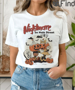 Vintage Disney Halloween Pumpkin T Shirt Mickey Minnie Nightmare On Mainstreet