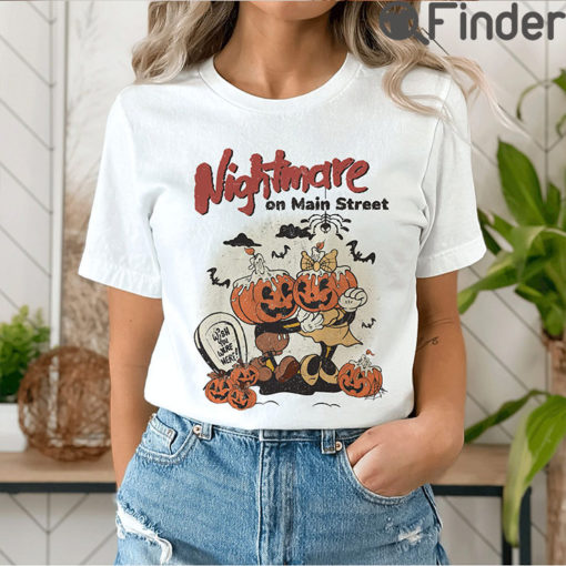 Vintage Disney Halloween Pumpkin T Shirt Mickey Minnie Nightmare On Mainstreet