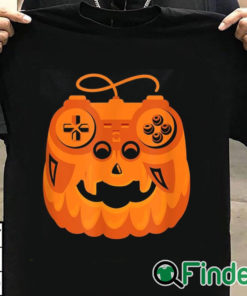 T shirt black Funny Video Game Halloween Gaming Pumpkin Shirt