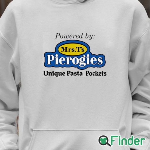 Unisex Hoodie Powered By Mrs T's Pierogies Unique Pasta Pockets Shirt