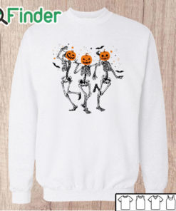 Unisex Sweatshirt Dancing Skeleton Halloween Shirt Red Pumpkin