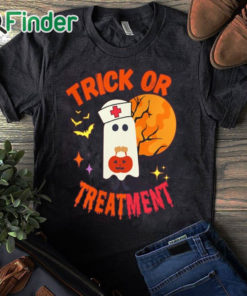 black T shirt Trick Or Treatment Sweatshirt Funny Halloween Nurse Sweatshirt