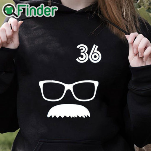 black hoodie 36 Davis Schneider Glasses Moustache Shirt