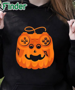 black hoodie Funny Video Game Halloween Gaming Pumpkin Shirt