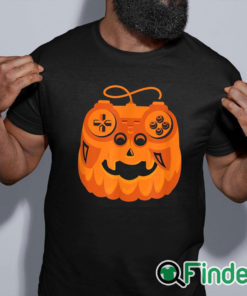 black shirt Funny Video Game Halloween Gaming Pumpkin Shirt