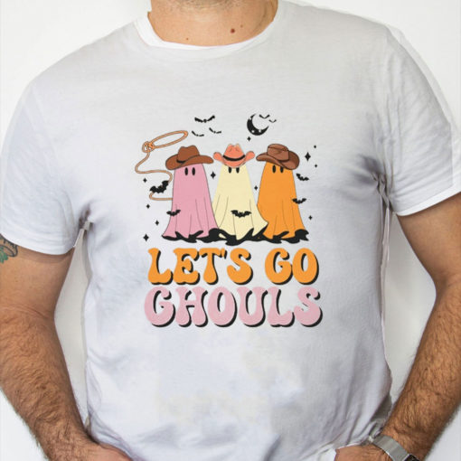 white Shirt Let's Go Ghouls Halloween T Shirt, Funny Shirt for Halloween Parties