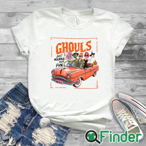 white T shirt Ghouls Just Wanna Have Fun Halloween , Spooky, Cute Ghosts, Retro Ghost Illustration, Halloween shirt