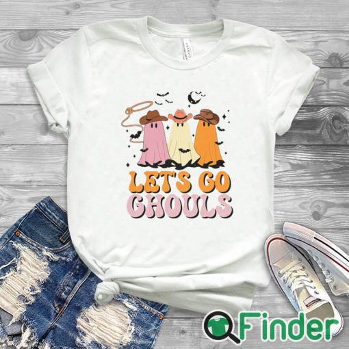 white T shirt Let's Go Ghouls Halloween T Shirt, Funny Shirt for Halloween Parties