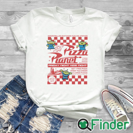 white T shirt Pizza Planet Shirt