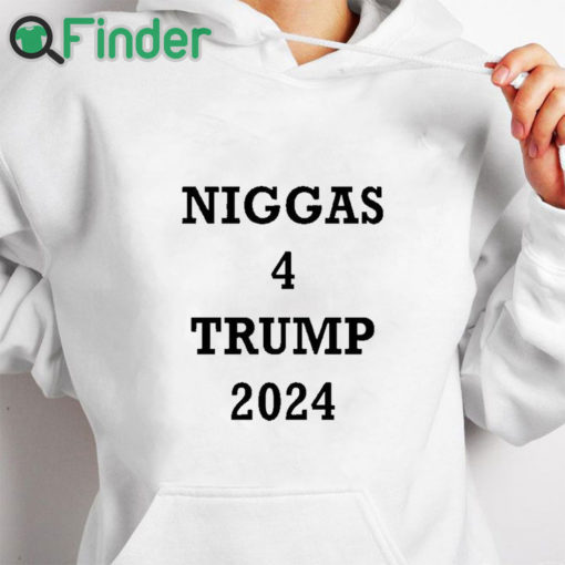 white hoodie Derrick Gibson Niggas 4 Trump 2024 Shirt