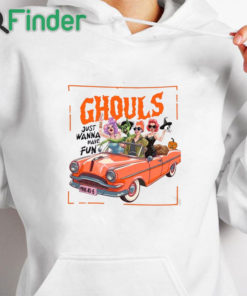 white hoodie Ghouls Just Wanna Have Fun Halloween , Spooky, Cute Ghosts, Retro Ghost Illustration, Halloween shirt