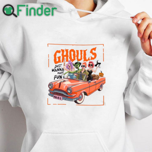 white hoodie Ghouls Just Wanna Have Fun Halloween , Spooky, Cute Ghosts, Retro Ghost Illustration, Halloween shirt