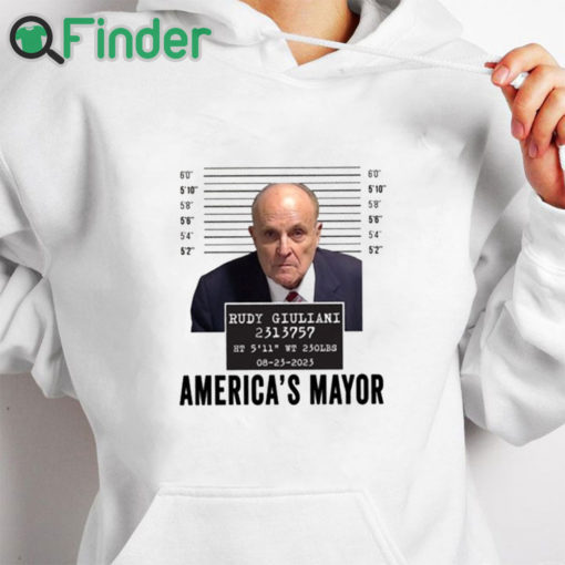 white hoodie Rudy Giuliani Mugshot America's Mayor T Shirt