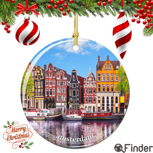 Amsterdam Christmas Ornament Porcelain Double Sided