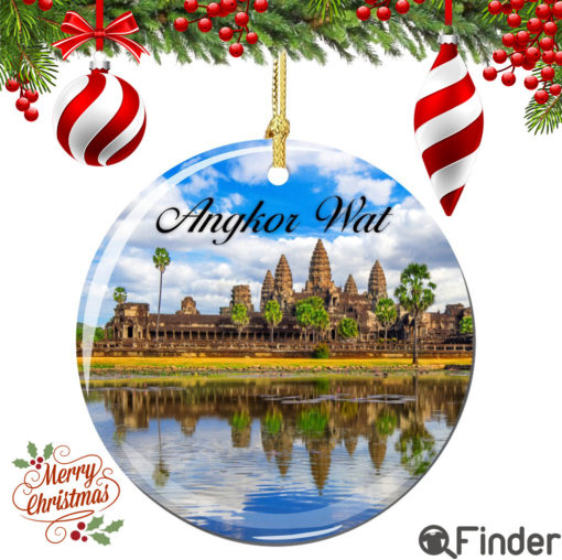 Angkor Wat Christmas Ornament Porcelain Double Sided