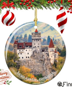 Bran Castle Romania Christmas Ornament Porcelain Double Sided