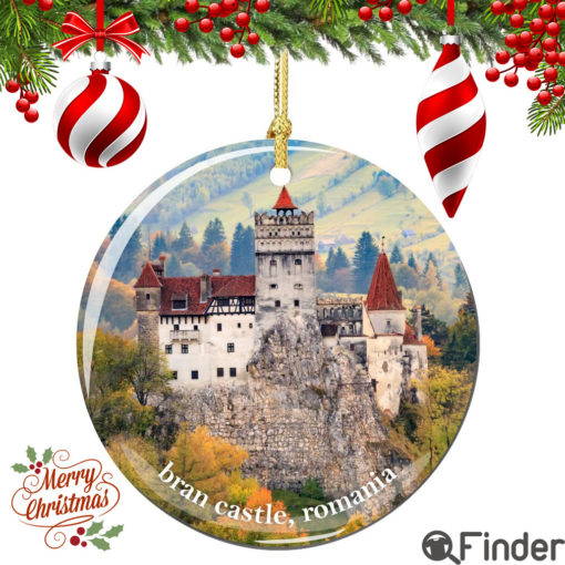 Bran Castle Romania Christmas Ornament Porcelain Double Sided