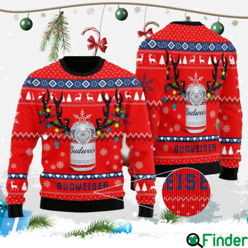 Budweiser Exclusive Deer Themed Ugly Christmas Sweater