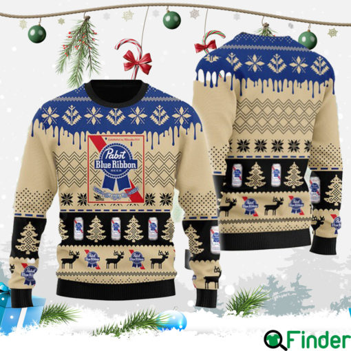Chevron Pattern Pabst Blue Ribbon Ugly Christmas Sweater