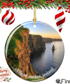 Cliffs of Moher Ireland Christmas Ornament Porcelain Double Sided