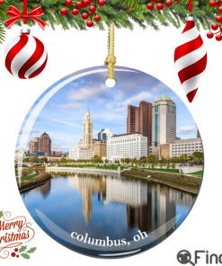 Columbus Ohio Christmas Ornament Porcelain Double Sided