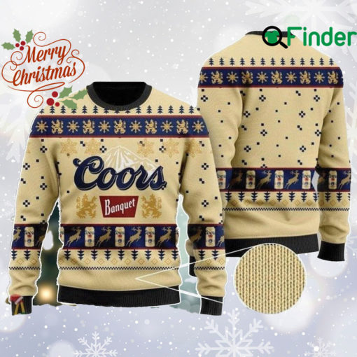 Coors Banquet Ugly Christmas Sweater, Beer Winter Xmas Sweatshirts, Beer Logo All Over Printed Sweater, Gift For Him, Christmas Gifts