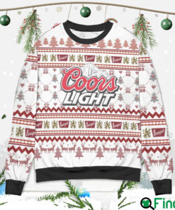 Coors Light Reindeer & Pine Tree Pattern Ugly Christmas Sweatshirt