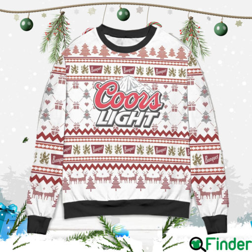 Coors Light Reindeer & Pine Tree Pattern Ugly Christmas Sweatshirt