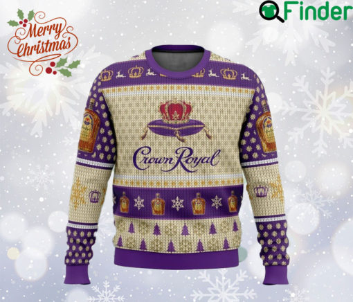 Crown Royal Peach Ugly Christmas Sweater, Whisky Logo Sweatshirt, Crown Royal Whisky All Over Print Sweater, Gift For Fan