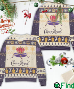 Crown Royal Reindeer & Snowflake Pattern Ugly Christmas Sweater