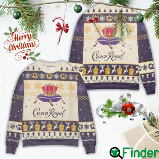 Crown Royal Reindeer & Snowflake Pattern Ugly Christmas Sweater