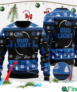 Custom Black Bud Light Ugly Christmas Sweater