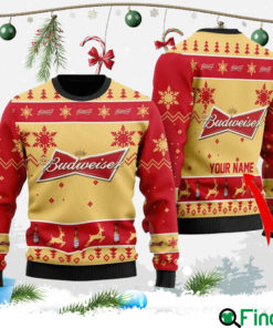 Custom Budweiser Beer Christmas Ugly Sweater