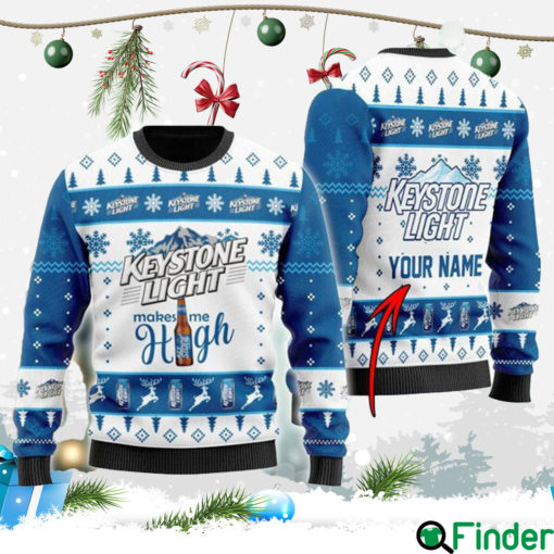 Custom Keystone Light Makes Me High Christmas Ugly Sweater