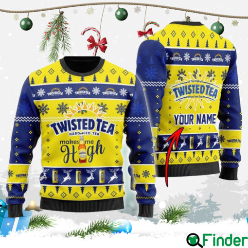 Custom Twisted Tea Makes Me High Christmas Ugly Sweater