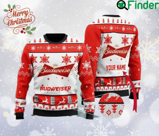 Customized Bud weiser Beer Ugly Christmas Sweater, Bud weiser Beer Sweatshirt, Beer Logo All Over Print Sweater, Xmas Sweater, Gift For Fan