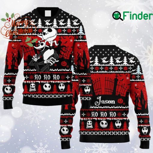 Customized Jack And Zero Nightmare Before Xmas Ugly Xmas Sweater, Jack Skel lington Sweatshirt, Horror Movie Characters Sweater