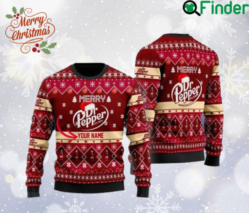 Customized Merry Dr Pepper Est 1885 Ugly Christmas Sweater, Dr Pepper Logo Sweatshirt, Dr Pepper Soda All Over Print Sweater, Gift For Fan