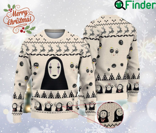 Cute Kaonashi No Face Ugly Xmas Sweater, Spirited Away Movie Sweatshirt, Japanese Manga All Over Print Sweater