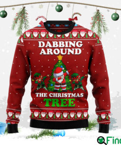 Dabbing Around The Christmas Tree Santa Claus And Goblin HZ102202 Ugly Christmas Sweater