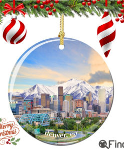 Denver Colorado Christmas Ornament Porcelain Double Sided